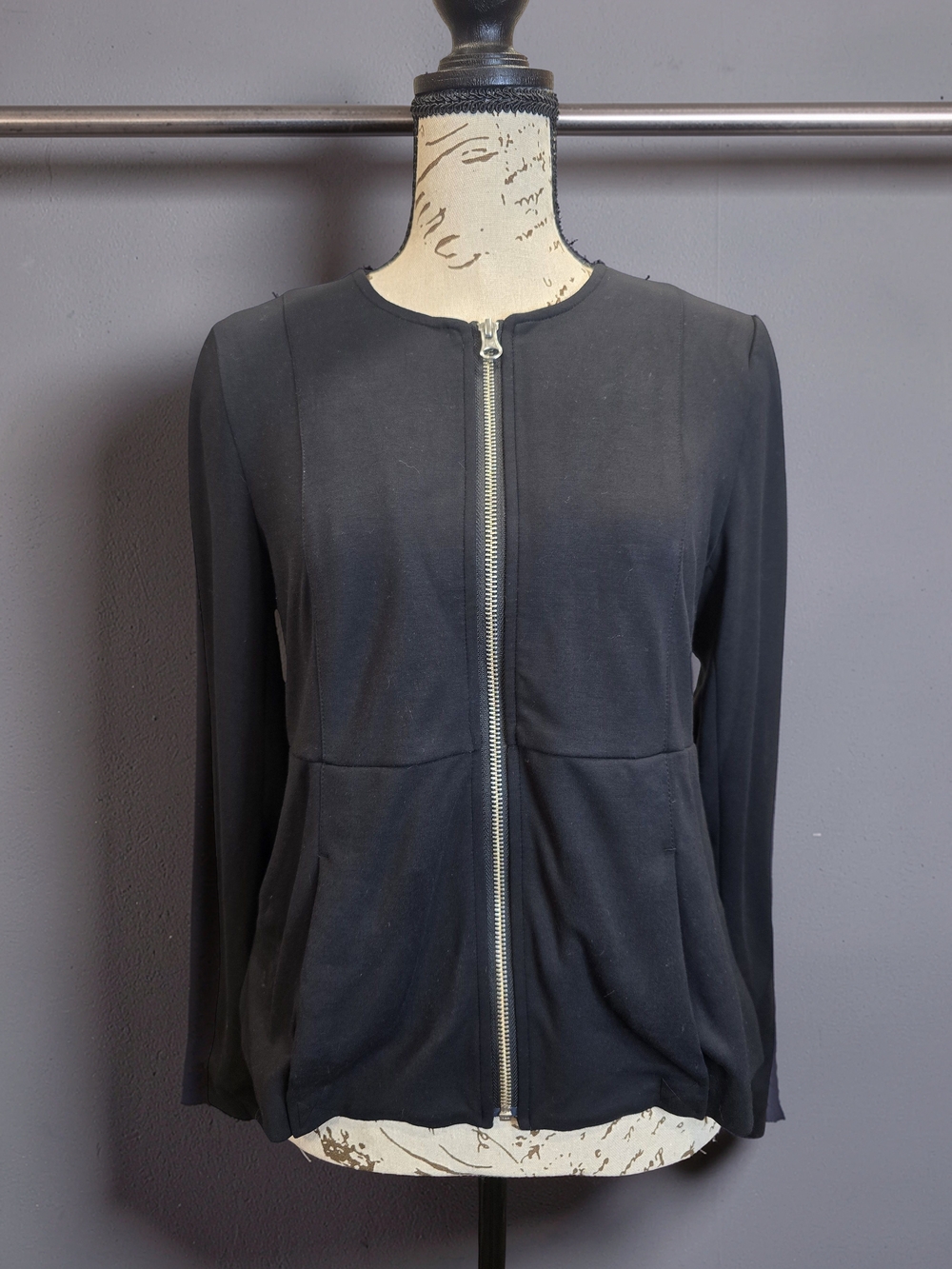J. Jill Wearever Full-Zip Peplum Knit Jacket XSP NWT